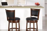 Bar Stools Set of 2 Swivel Counter Stool, Wood Frame Kitchen Island Stool-Chair, 24in Upholstered Barstool with Backrest &amp; Footrest, Cappuccino, 61cm Seat Height