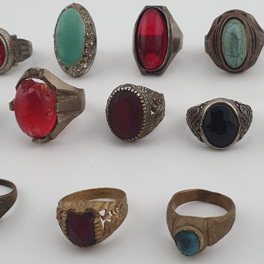 Heritage Antique Brass Jewellery Collection of 15 Mixed Rings