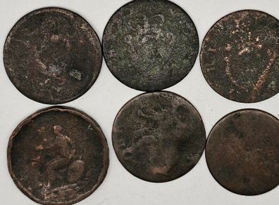 Ireland and GB Early 1700 1800 Half Penny Lot Hibernia