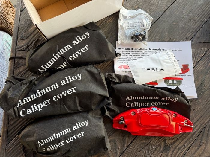 Tesla Model Y Red Aluminium Caliper Covers Brand New