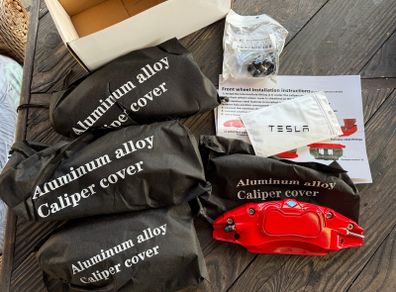 Tesla Model Y Red Aluminium Caliper Covers Brand New