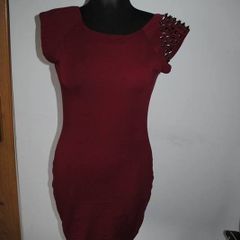 AX Paris Burgundy Studded Shoulder Bodycon Dress size UK12 EU40 Postage included