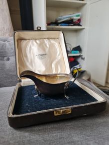 Solid silver sauce boat