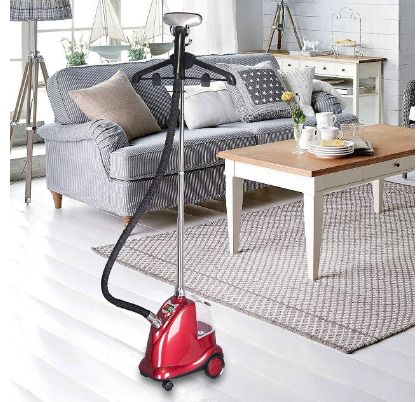 BRAND NEW Steam straightener with brush and clothes hanger, height adjustable
