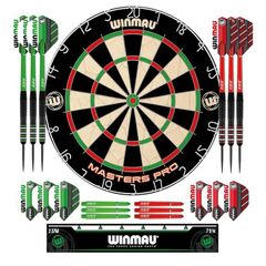PDC Tournament Dart Board, Ultra-Thin Wire System, High-Density Sisal | Available as Board Set or Cabinet Set with Steel Tip Darts