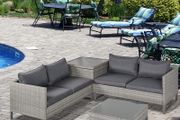 4 Pieces Rattan Garden Furniture Sofa Set with Storage Box