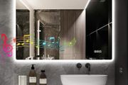 Bathroom-Mirror-with-LED-Lights for Wall 60x80cm, Bluetooth, Anti-Fog, 3 Colors Dimmable Bathroom-LED-Mirror, Memory Function, Tempered Glass, CRI90+, IP44 Waterproof (Horizontal/Vertical)