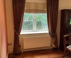 Pair of Bronze silk interlined curtains