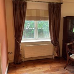 Pair of Bronze silk interlined curtains