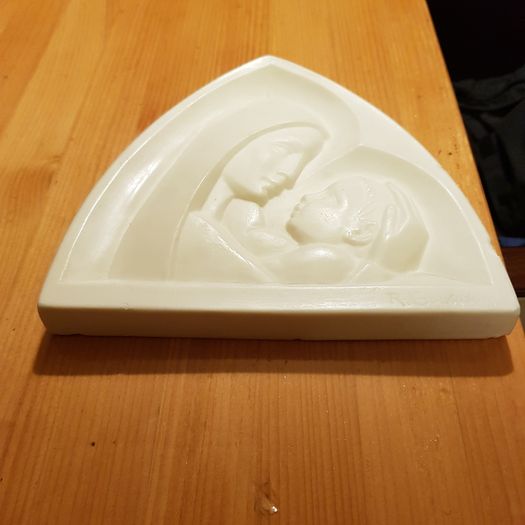 Beautiful Alabaster Image Of Virgin Mother And  Child By French Sculpture  R Gourdon