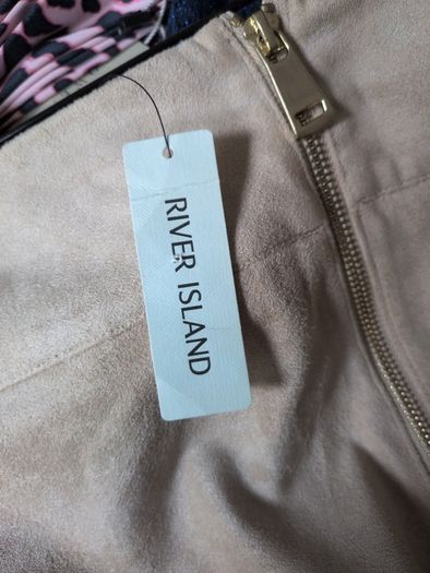 River Island Beige. A-Line Faux Suede Skirt.  S.12.  B.N.W.T.