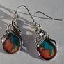 Ornate Filigree Oyster Copper Turquoise Teardrop Earrings Image 4