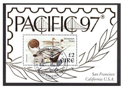1997 Ireland Pacific 1997 including Pintail Duck Miniature Sheet Fine Used with San Francisco Pacific 97 cancel