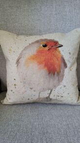 Christmas cushions. "ROBIN" and " GNOME"