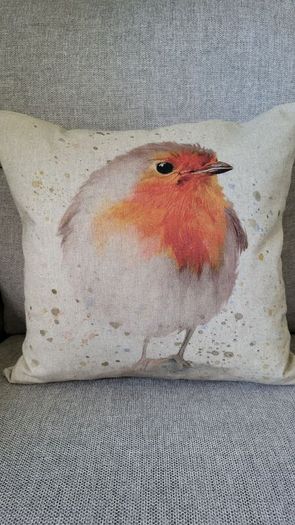 Christmas cushions. "ROBIN" and " GNOME"