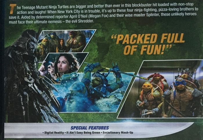 Teenage Mutant Ninja Turtles [2014] Megan Fox, Will Arnett, William Fichtner, Danny Woodburn, Abby Elliott & Alan Ritchson [Movie DVD]
