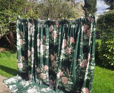 Custom Made Long Botanical Print Pair of Curtains.