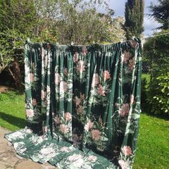 Custom Made Long Botanical Print Pair of Curtains.