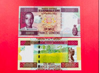 Guinea  10,000  Francs   2012. Pick  46a. ( Uncirculated )