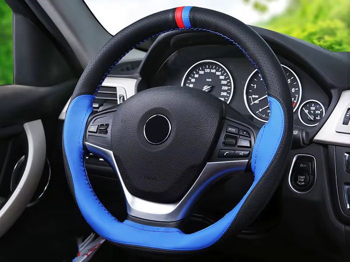 Anti-slip Soft Artificial Leather Car Steering Wheel Cover 38cm steering-wheel With Needles And Thread Auto Interior Accessories