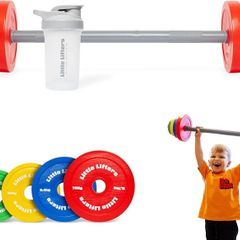 Kids Barbell Set  Adjustable Children's Toy Weights & Plastic Barbell Toy with Drinks Water Bottle, Kids Gym Equipment for Pretend Play, Fun Fitness Toys for Boys & Girls Home Workout