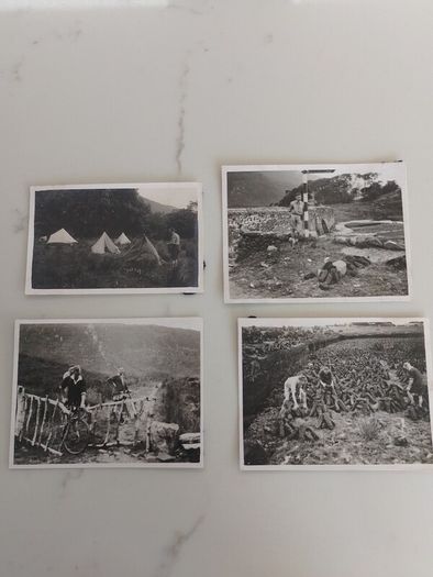 Set of 4 Vintage Photos: Connemara Camping, Cycling & Turf Cutting Expedition