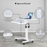 65 by 45cm Mobile Computer Workstation, Height Adjustable Laptop Stand 72 by 112cm, Portable Desk on Wheels, Compact White Study Desk, Movable Side Table, Small Standing Desk, Office Workstation Image 7