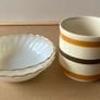 Vintage Milk Glass Anchor Hocking Dishes Pair White with Gold Rim Image 2