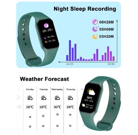 IOWODO Smart Watch, Fitness Watch with Heart Rate/Messages Alert/Blood Oxygen/Sleep Monitor, 5ATM Waterproof Step Counter