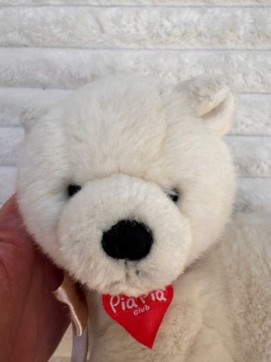 Pia Pia Club by Heinrich Bauer Germany white Bear Plush approx. 19 cm. Used Please see photos