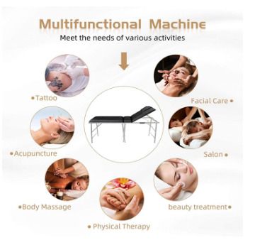 Foldable Massage Table, Portable Aluminium Feet and Premium PU Leather Massage Bed