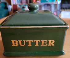 Green ceramic butter dish