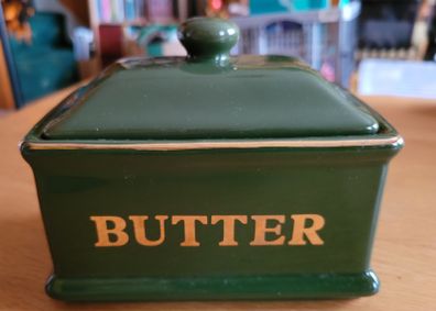Green ceramic butter dish