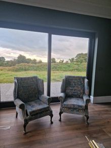 Queen Anne high back arm chairs