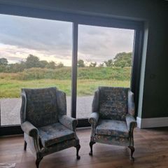 Queen Anne high back arm chairs