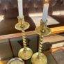 Vintage Brass Single Barley Twist Candlesticks Pair Spiral Candle Holders Image 6