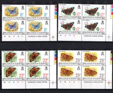1981 Guernsey Butterflies Commemorative Stamps Plate Block 1B1B1B1B1B Mint Never Hinged (MNH)