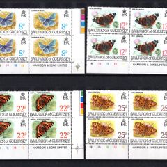1981 Guernsey Butterflies Commemorative Stamps Plate Block 1B1B1B1B1B Mint Never Hinged (MNH)