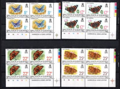 1981 Guernsey Butterflies Commemorative Stamps Plate Block 1B1B1B1B1B Mint Never Hinged (MNH)