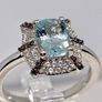 Aquamarine, White Zircon Coffee Zircon Ring in Rhodium Overlay Sterling Silver Image 2