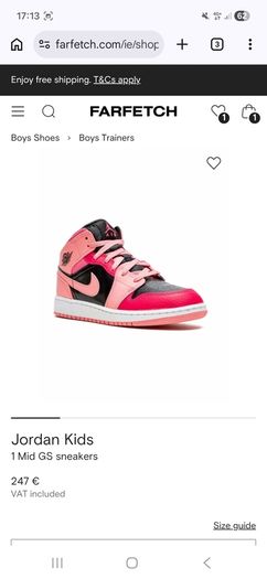 Girls Nike - Air Jordan 1 Mid GS Trainers - UK 5 EU 38 - Worn once Perfect - RRP 247