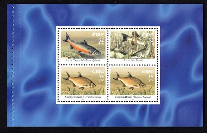2001 Ireland Freshwater Fish Commemorative Stamp Booklet Mint Never Hinged (MNH). Photos of contents shown.
