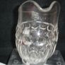 Vintage Large Clear Glass Pitcher Scallop Handle Image 2
