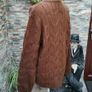 Paul Costelloe Living Tan High Collar Cable Knit Jumper Size Large Image 6