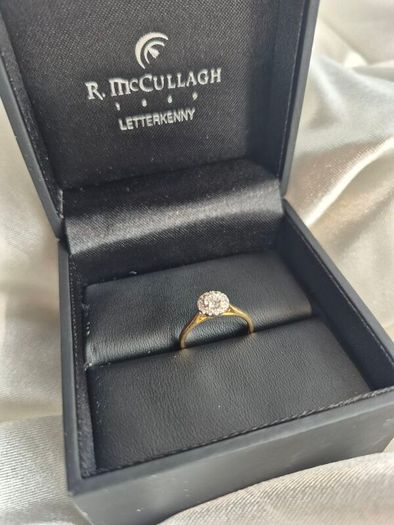0.50ct Diamond Cluster Engagement Ring 18ct Gold Size K Hallmarked