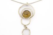 Vintage 925 Sterling Silver Smoky Quartz Modernist Necklace