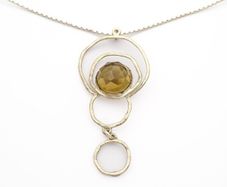 Vintage 925 Sterling Silver Smoky Quartz Modernist Necklace