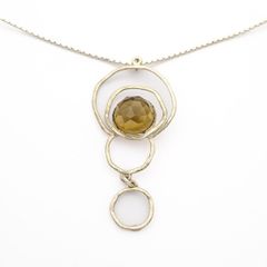 Vintage 925 Sterling Silver Smoky Quartz Modernist Necklace