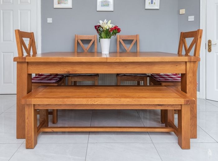 Kingston Oak Dining Table, Bench and Chairs