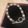 14k gold, sterling silver and pearls toggle bracelet Image 3